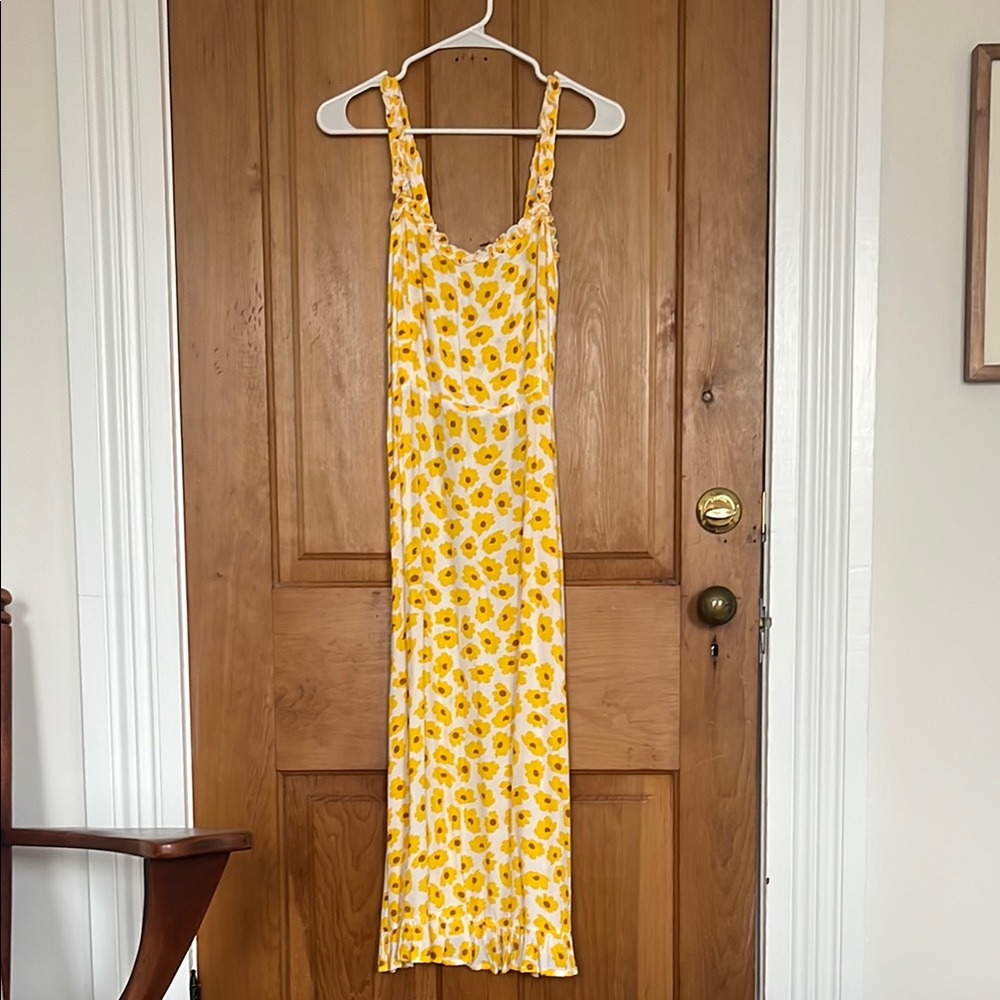 Faithfull the Brand Floral Yellow Midi Dress